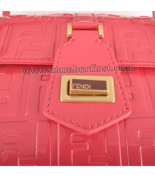 Fendi Classico Embossed Patent Leather Tote Bag Red-4