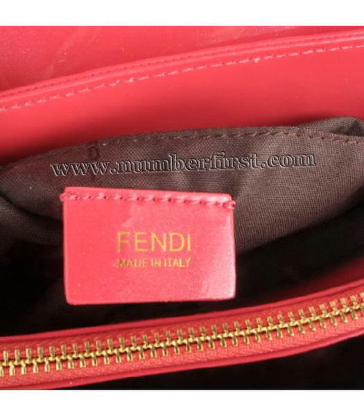 Fendi Classico Embossed Patent Leather Tote Bag Red-6
