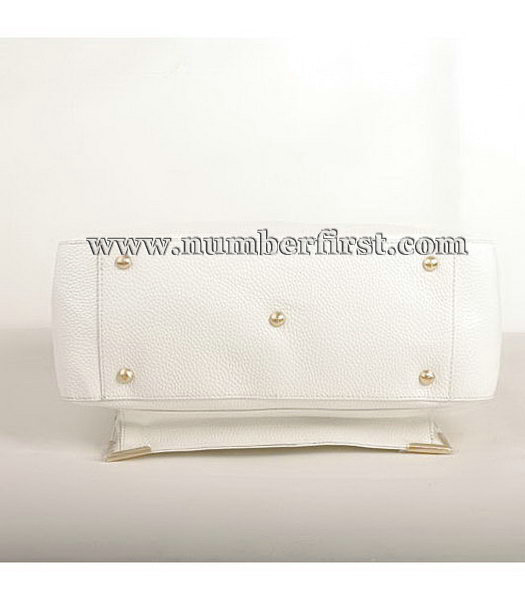 Fendi Classico No. 3 Calf Leather Medium Shopper Handbag in White-3