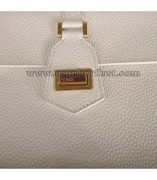 Fendi Classico No. 3 Calf Leather Medium Shopper Handbag in White-4