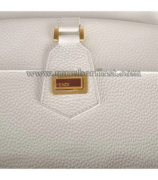 Fendi Classico No. 3 Calf Leather Shopper Large Handbag in White-4