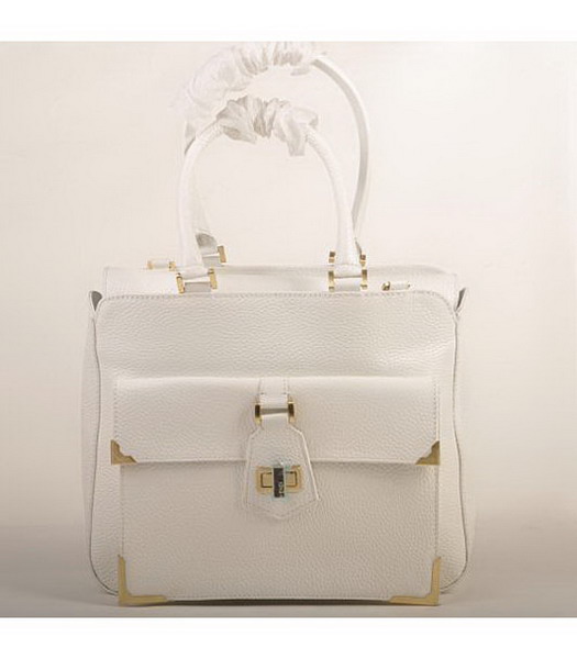 Fendi Classico No. 3 Calf Leather Shopper Large Handbag in White