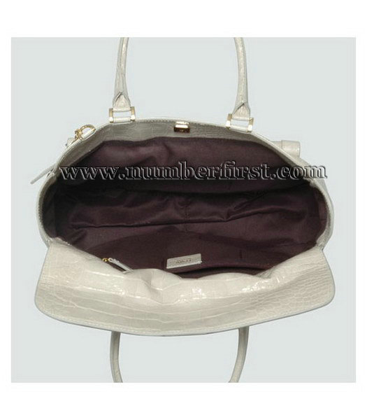 Fendi Classico No. 3 Croco Veins Shopper Large Handbag Earth Yellow-4