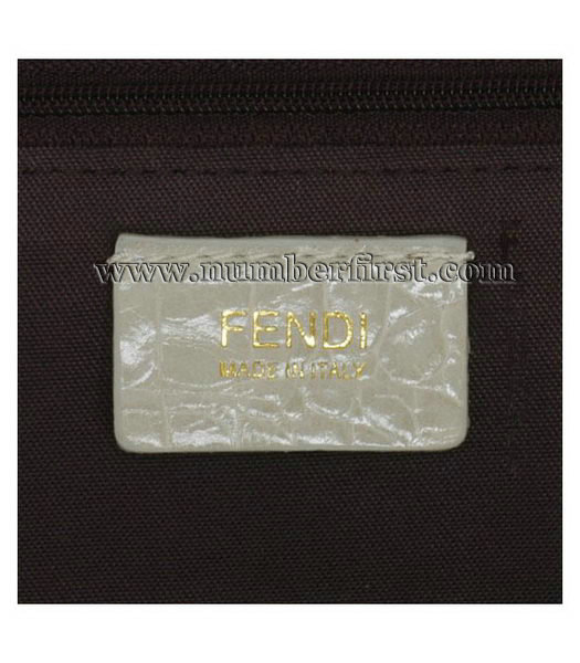 Fendi Classico No. 3 Croco Veins Shopper Large Handbag Earth Yellow-5