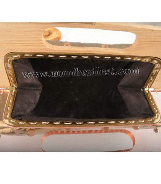 Fendi Clutch Bag Embossed Patent Leather Gold-4