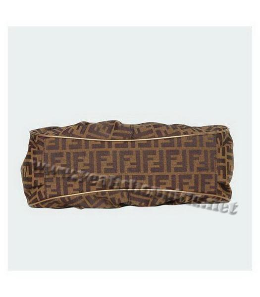 Fendi Coffee Canvas Tote Bag with Bronze Calfskin Leather Trim-3