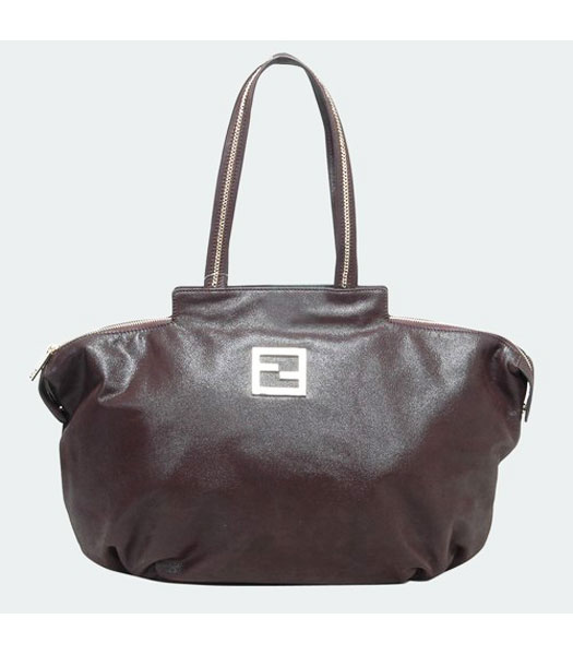 Fendi Coffee Leather Chain Strap Shoulder Bag