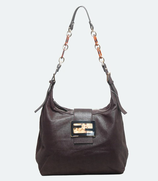 Fendi Coffee Leather Shoulder Bag