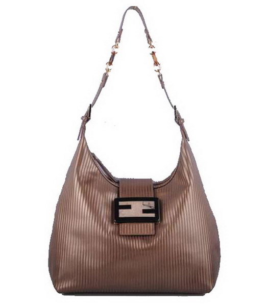 Fendi Coffee Stripe Leather Shoulder Bag