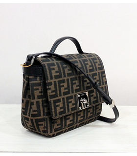 Fendi Crayon Cross-Body Small Bag FF Fabric With Black Leather