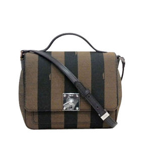 Fendi Crayon Cross-Body Small Bag Stripe Fabric With Black Leather