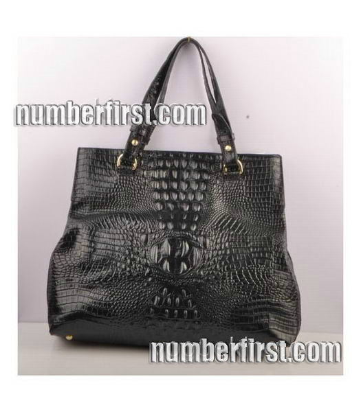 Fendi Croc Veins Calfskin Leather Handbag Black-2