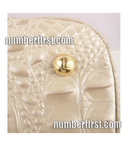 Fendi Croc Veins Calfskin Leather Tote Bag White-5