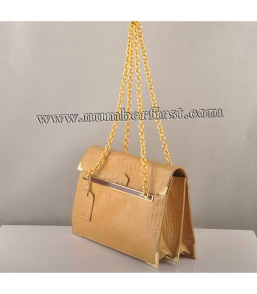 Fendi Croc Veins Leather Chain Bag Yellow-1