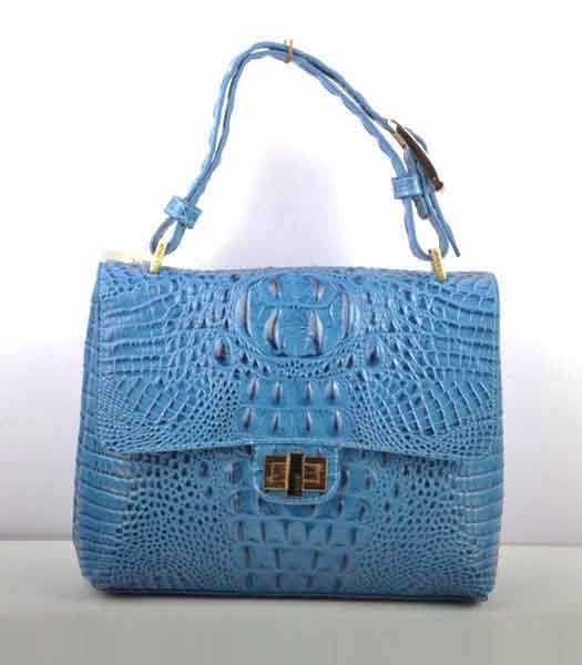 Fendi Croc Veins pattern Leather Small Handbag Blue