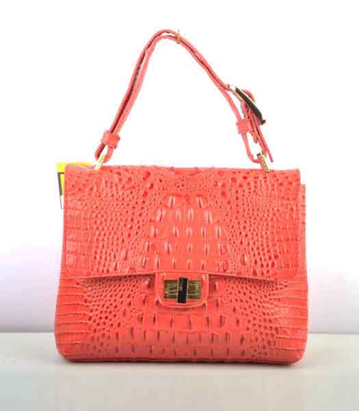 Fendi Croc Veins pattern Leather Small Handbag Red