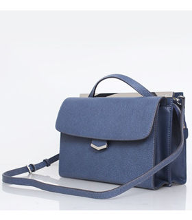 Fendi Demi Jour Sapphire Blue Cross Veins/Original Leather Small Shoulder Bag