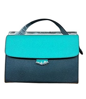 Fendi Demi Jour Sapphire BluePeppermint GreenGrey Original Leather Small Shoulder Bag