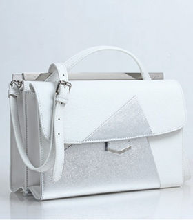Fendi Demi Jour White/Silver Cross Veins Leather Small Shoulder Bag