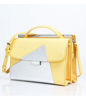 Fendi Demi Jour Yellow/Silver Cross Veins Leather Small Shoulder Bag