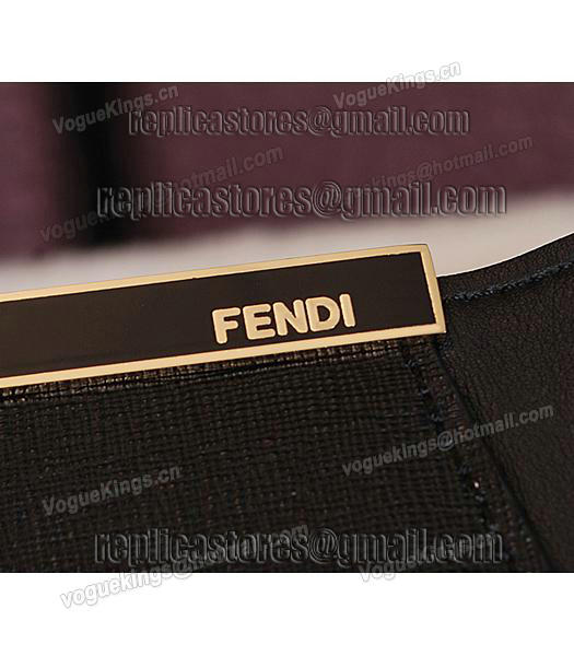 Fendi Embossed Original Cross Veins Leather Handbag 8935 In Black-6
