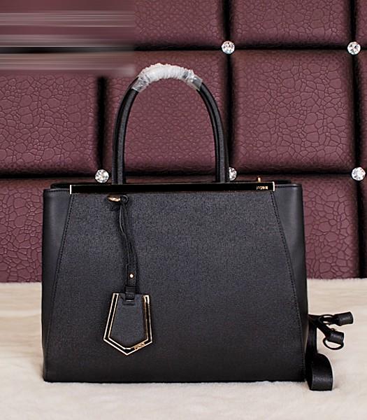 Fendi Embossed Original Cross Veins Leather Handbag 8935 In Black