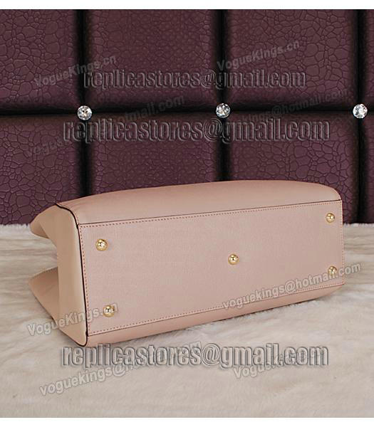 Fendi Embossed Original Cross Veins Leather Handbag 8935 In Nude Pink-3