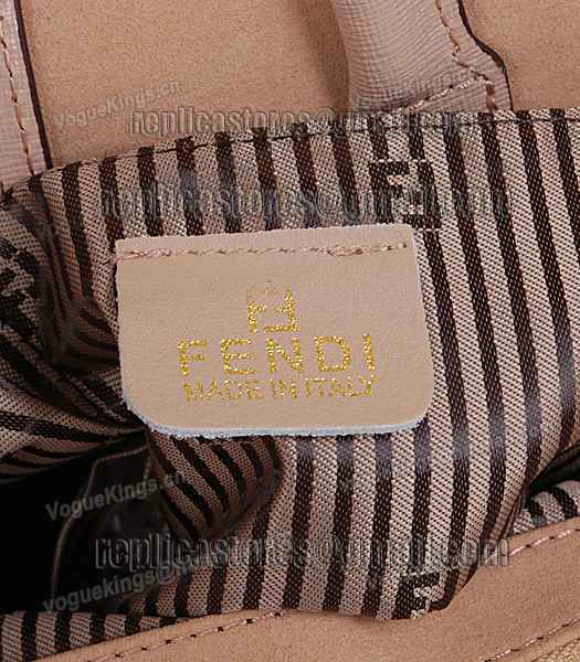 Fendi Embossed Original Cross Veins Leather Handbag 8935 In Nude Pink-5