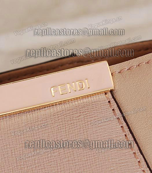Fendi Embossed Original Cross Veins Leather Handbag 8935 In Nude Pink-6