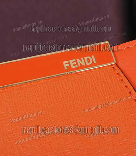 Fendi Embossed Original Cross Veins Leather Handbag 8935 In Orange-4