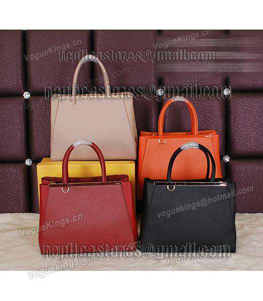 Fendi Embossed Original Cross Veins Leather Handbag 8935 In Orange-7