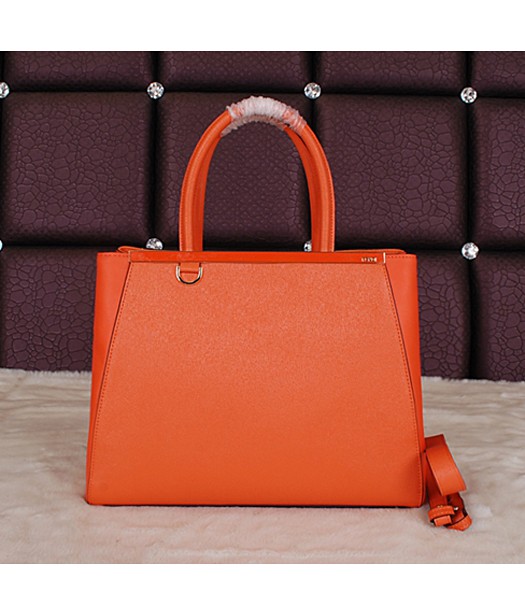 Fendi Embossed Original Cross Veins Leather Handbag 8935 In Orange