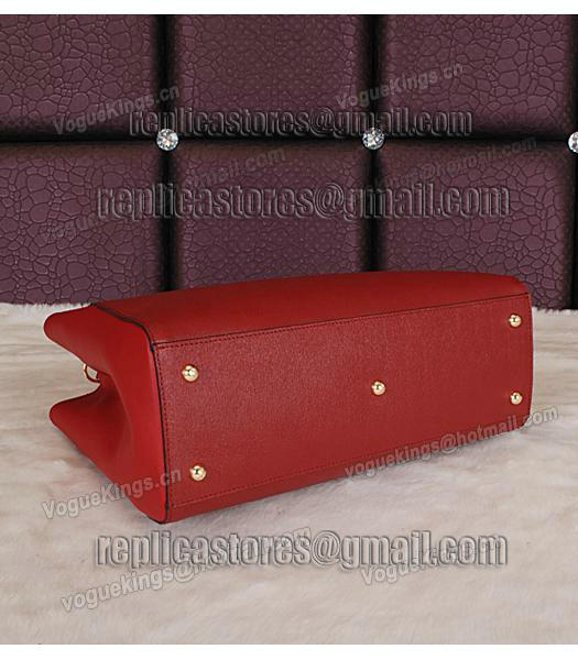 Fendi Embossed Original Cross Veins Leather Handbag 8935 In Red-3