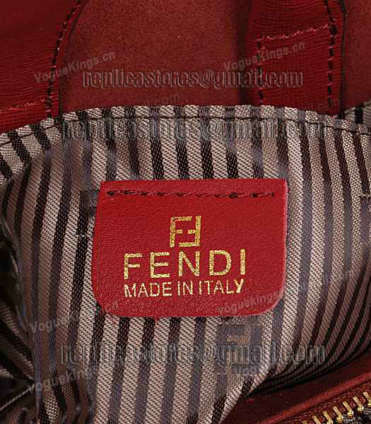 Fendi Embossed Original Cross Veins Leather Handbag 8935 In Red-5