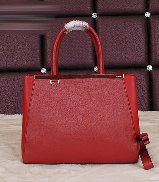 Fendi Embossed Original Cross Veins Leather Handbag 8935 In Red
