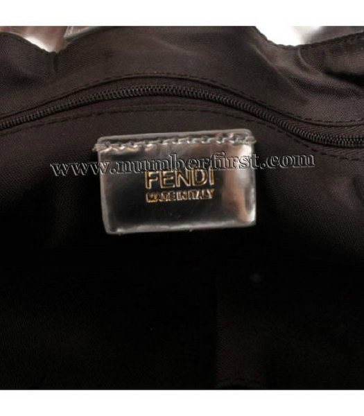 Fendi Embossed Patent Leather Belt Tote Bag Silver-5