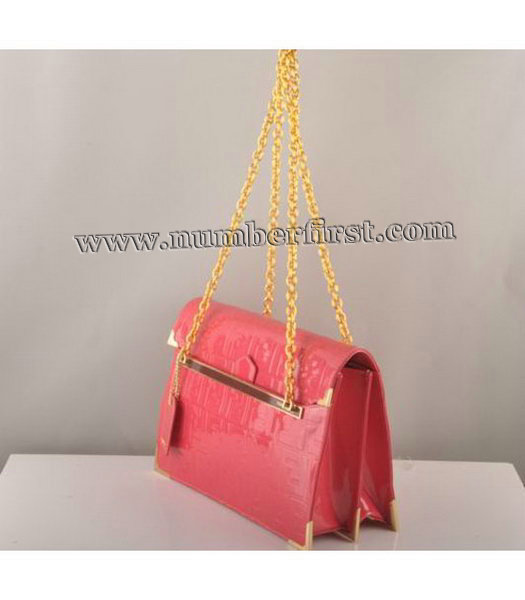 Fendi Embossed Patent Leather Chain Bag Fuchsia-1