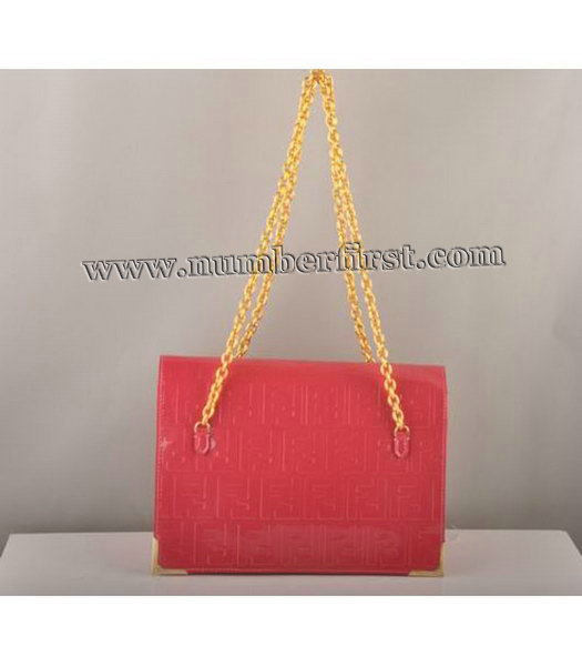 Fendi Embossed Patent Leather Chain Bag Fuchsia-2