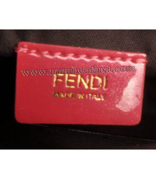 Fendi Embossed Patent Leather Chain Bag Fuchsia-4