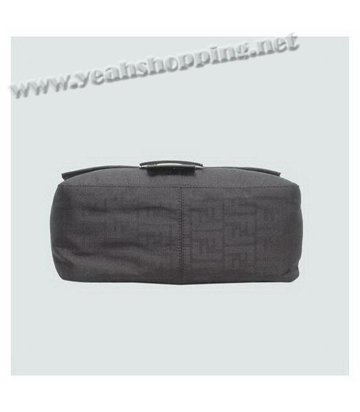 Fendi F Canvas Shoulder Bag with Leather Trim Black-1