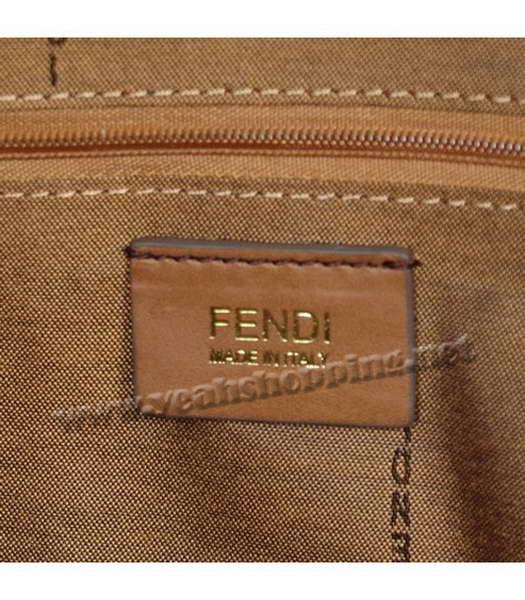 Fendi F Fabric Tote Bag with Yellow Calfskin Leather Trim-5