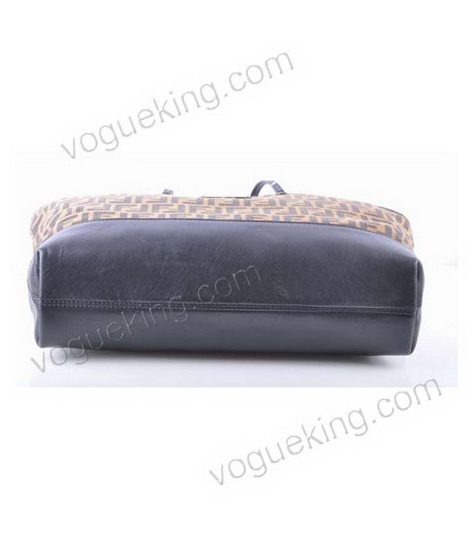 Fendi F Fabric With Black Leather Shoulder Bag -1-3