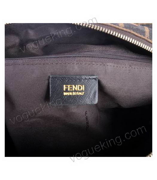 Fendi F Fabric With Black Leather Shoulder Bag -1-6