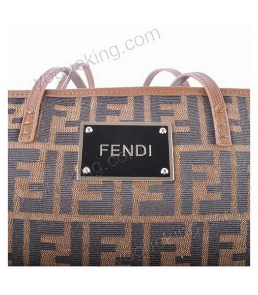 Fendi F Fabric With Earth Yellow Leather Shoulder Bag-4