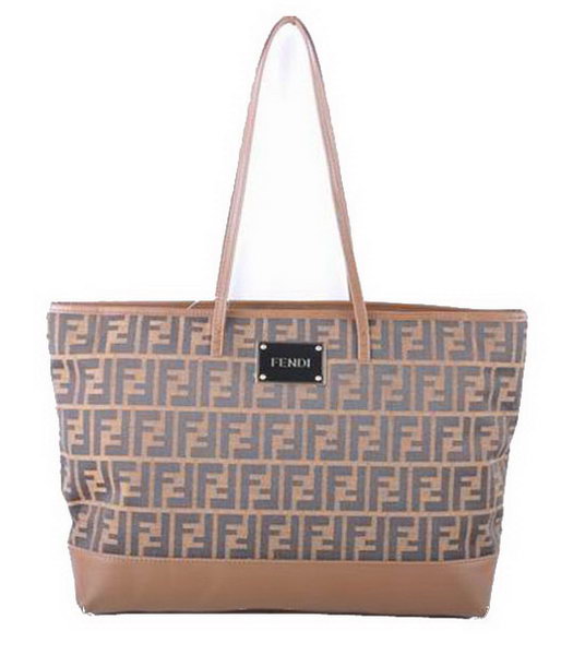 Fendi F Fabric With Earth Yellow Leather Shoulder Bag