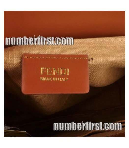 Fendi Fabric with Calfskin Leather Satchel Bag Earth Yellow -6