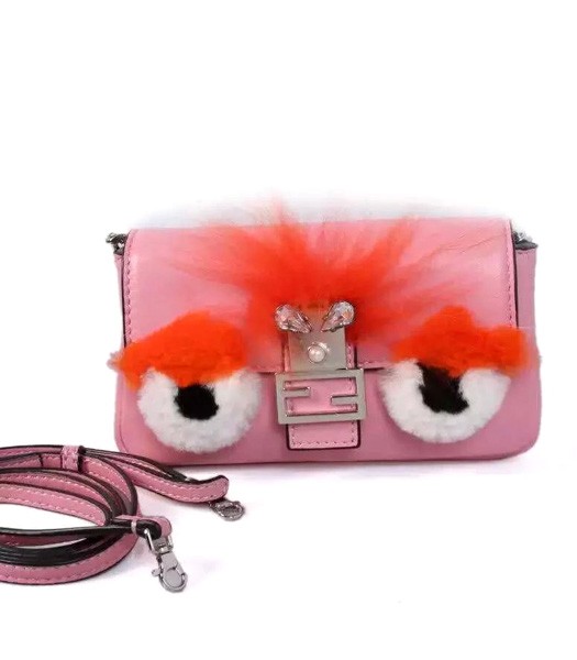 Fendi Fashion Lambskin Leather Little Birds Shoulder Bag Pink
