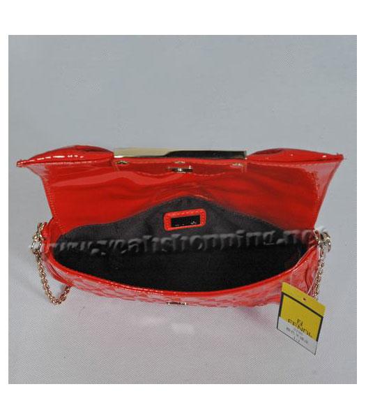 Fendi FF Embossed Clutch Bag Orange Lambskin Patent-4