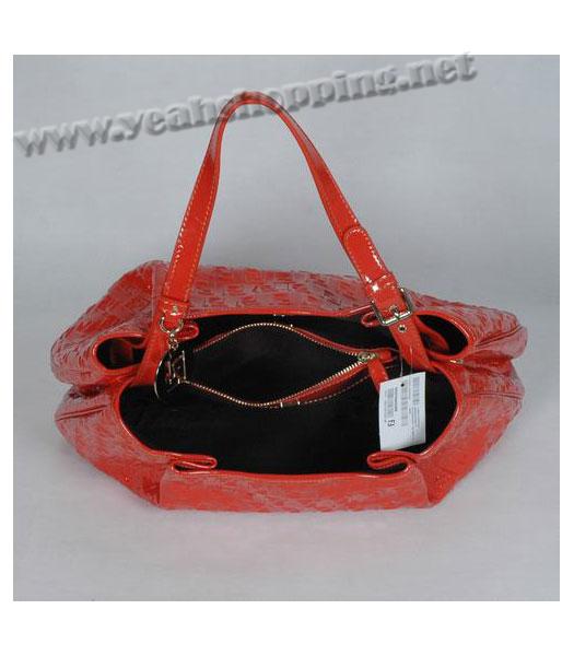 Fendi FF Embossed Hobo Bag Orange Lambskin Patent-4
