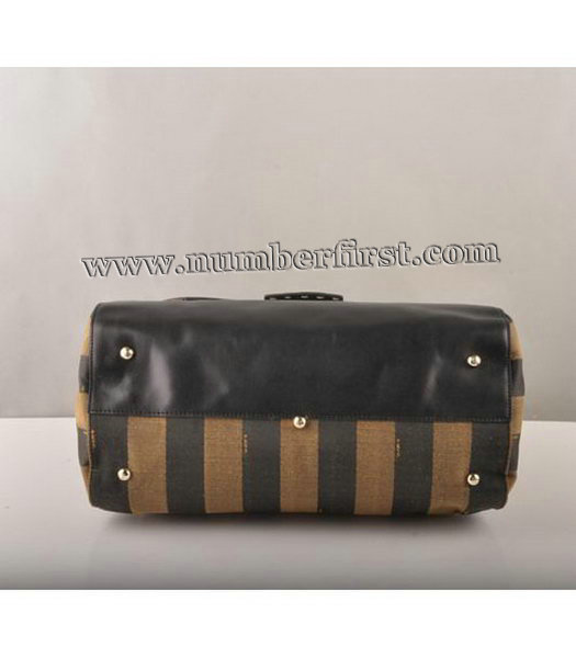 Fendi Flap Bag Black Cow Leather with Canvas Trim-3